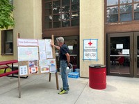 Red Cross shelters are information hubs.  Volunteer Jack Crowell