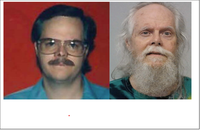 Steven Craig Johnson Left to right: Oregon Department of Corrections 1990s photo on wanted poster July 2024 Bibb County Sheriff's Office