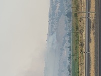The Durkee Fire burns near I-84 on Monday, July 22.