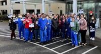 Frontline nurses at Legacy Mount Hood Medical Center in Gresham announced their intent to join the Oregon Nurses Association (ONA) March 6, 2023. Photo courtesy of the ONA.