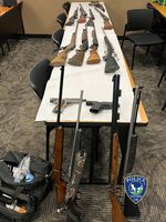 Guns recovered from the safe after search warrant