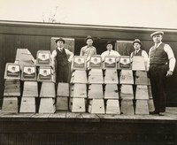 Masuo Yasui (far left) was a store merchant and landowner who was among the first-generation Japanese immigrants who formed a community in Hood River at the turn of the twentieth century. OHS Research Library, Yasui family papers, Coll. 949, box 38, folder 2.